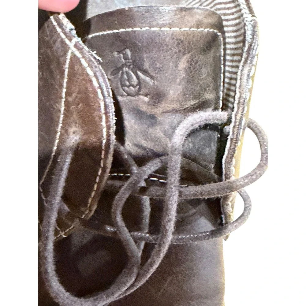 Original Penguin Mens Leather Derby Shoes Brown Vintage 90s Y2K Quiet Luxury 8.5